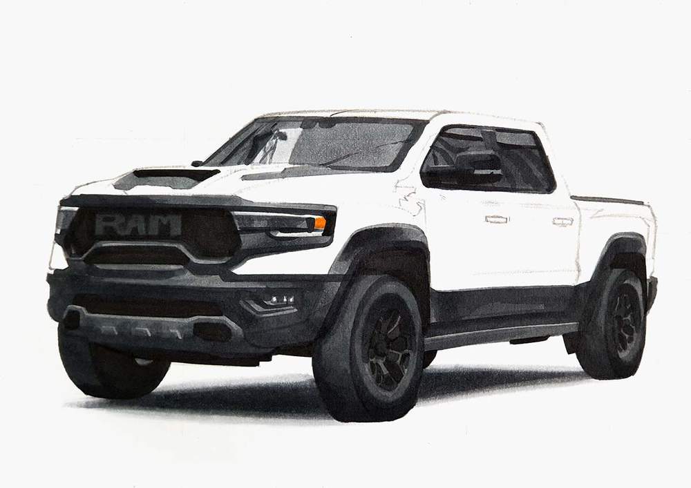 How To Draw A Ram Trx Dodge Ram Truck Step By Step Drawing Guide 